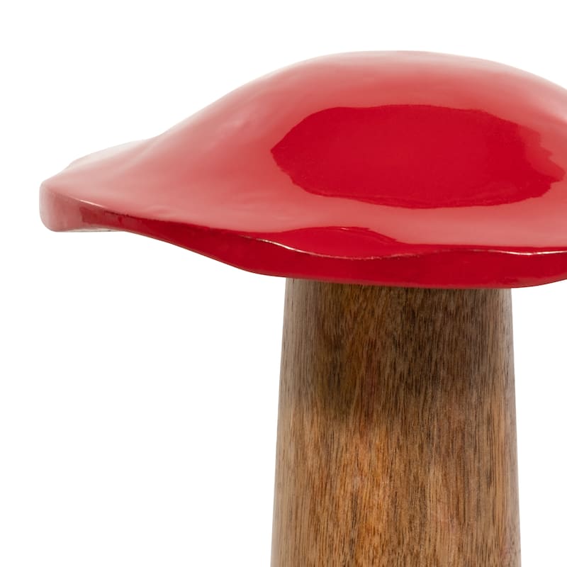 Sagebrook Home Wood Red Toadstool Mushroom Wood Figurines, Adds a Touch of Nature's Elegance to Home Decor