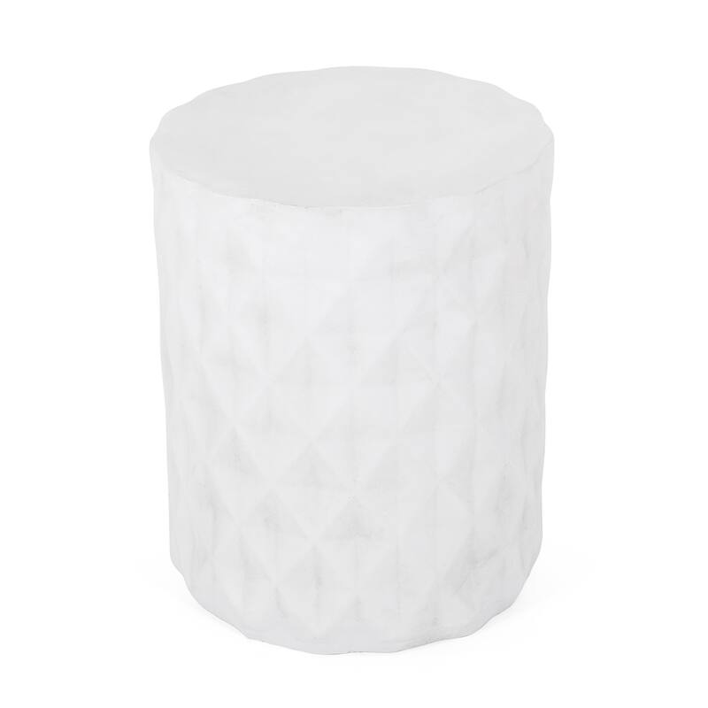 Lightweight Concrete Side Table, Antique White Accent Table for Indoor & Outdoor Use