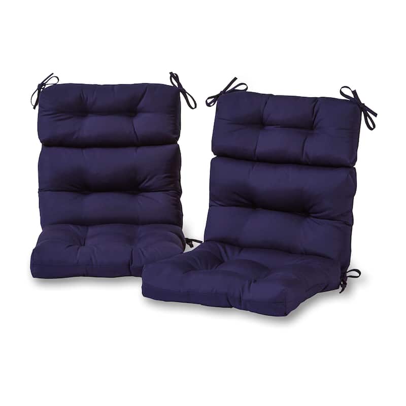 44-in x 22-in Solid Color Outdoor High-back Chair Cushions (Set of 2) (Cushions Only) - Navy Blue
