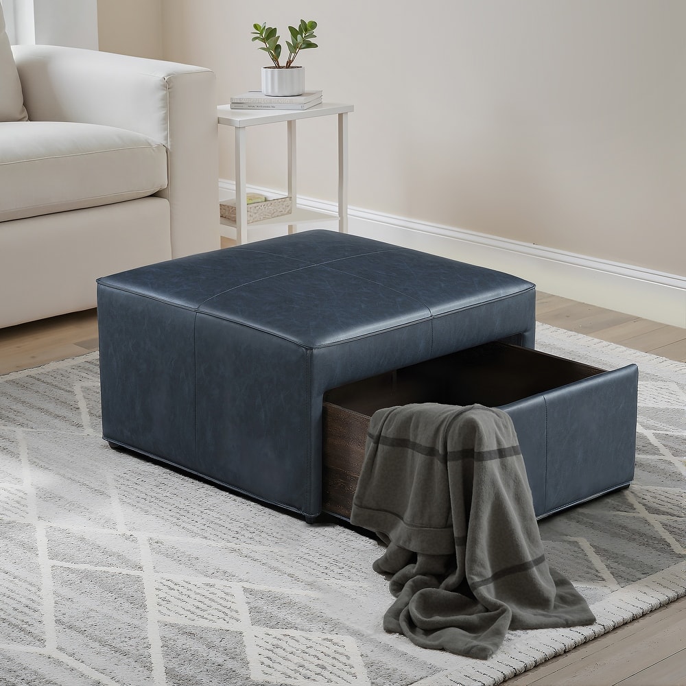 Studio Living Hanson Storage Ottoman in Faux Leather