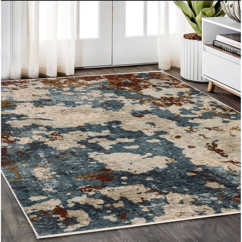 HomeRoots Abstract Modern Runner Area Rug - 92.52 in. x 62.99 in.  x 0.24 in.