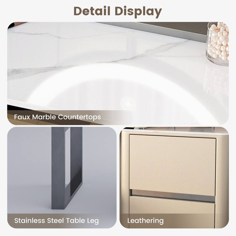 JASIWAY Modern Solid Wood Telescopic Makeup Vanity Desk