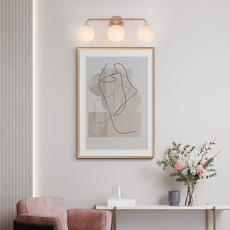 Siya Modern 3-Light Frosted Glass Bathroom Vanity Lights Romantic Gold Statement Wall Sconces Dimmable