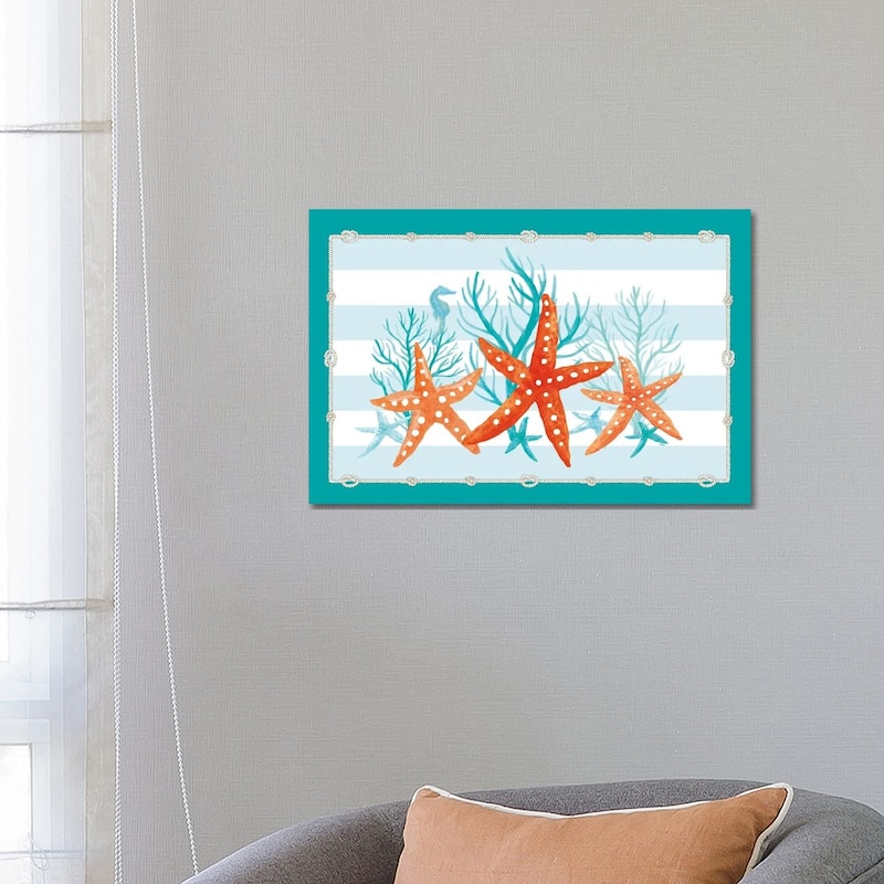 iCanvas "Coral Aqua II On Teal" by Tara Reed Canvas Print - 18x26x1.5