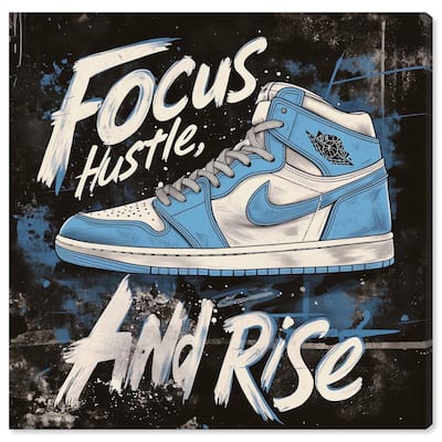 Hustle and Rise Sneaker Canvas by Art Remedy, Gallery Wrapped