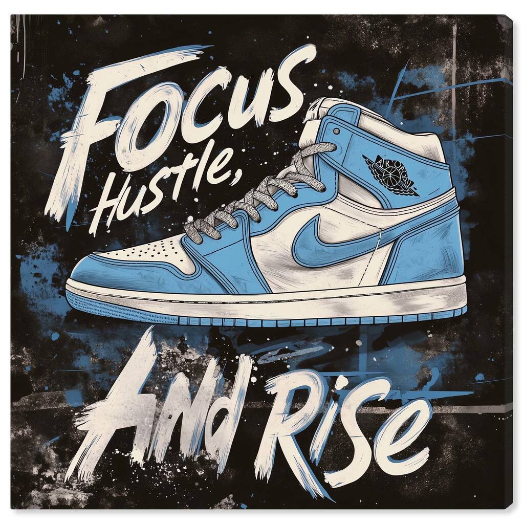 Hustle and Rise Sneaker Canvas by Art Remedy, Gallery Wrapped