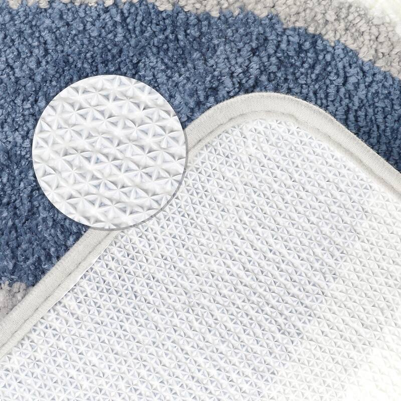 Wavy Stripes Bathroom Rug Mat, Absorbent Bath Rug, Non-Slip Bath Mats for Bathroom Floor, Tub and Shower