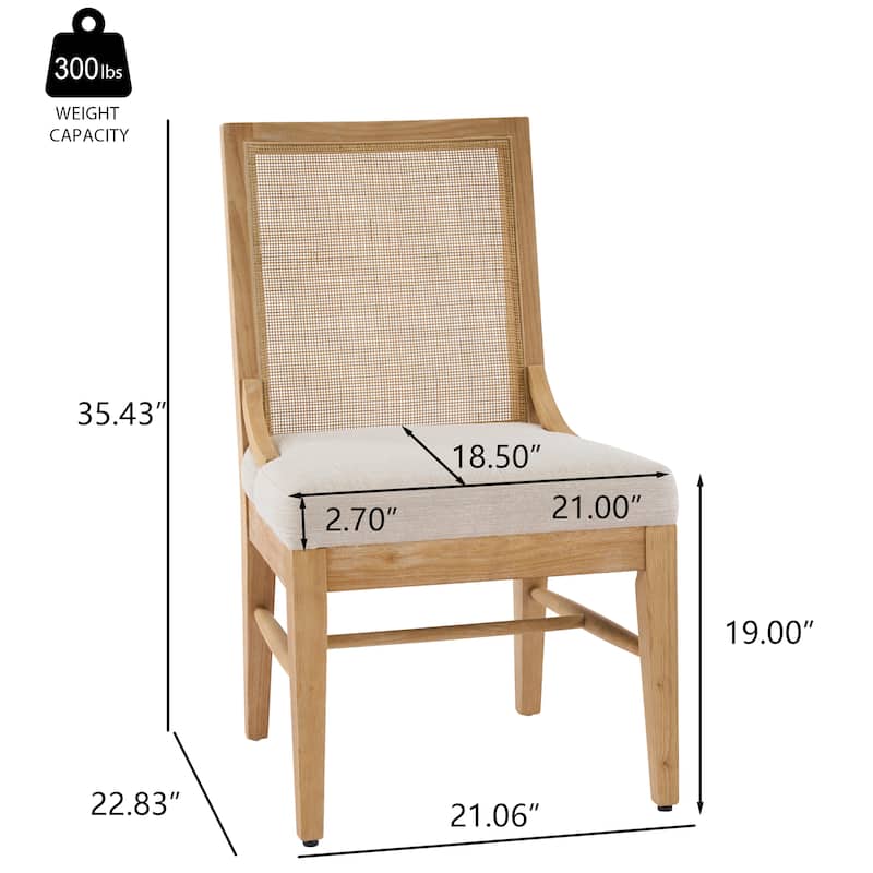 Christopher Knight Home - Upholstered Modern Fabric Chair with Cane Back and Rubber Wood Legs (Set of 2)