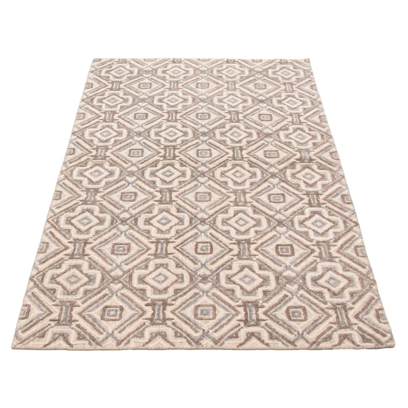 ECARPETGALLERY Hand-knotted Tangier Cream Wool Rug - 5'0 x 8'2