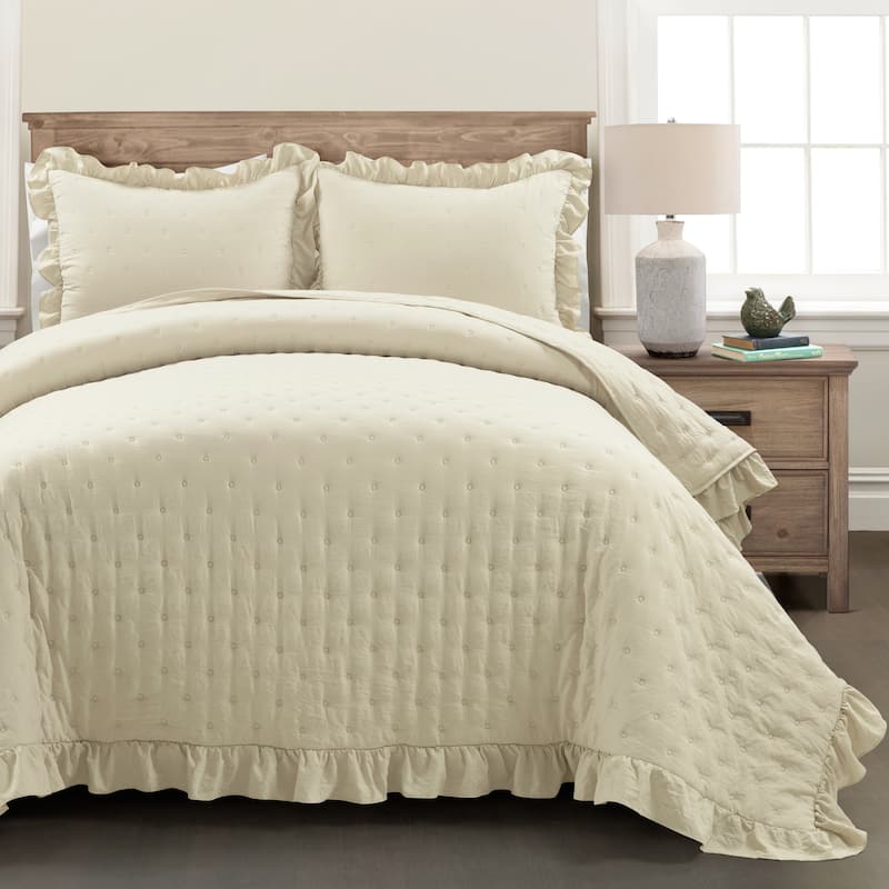 Lush Decor Reyna Ruffle Reversible Oversized Quilt Set - Wheat - King