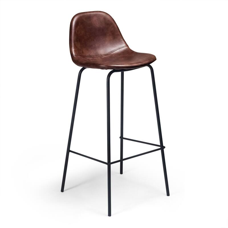 Maxine Vegan Leather Bar Height Stools Black Legs (Set of 2)