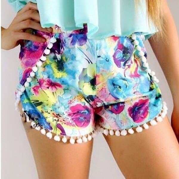colorful high waisted shorts