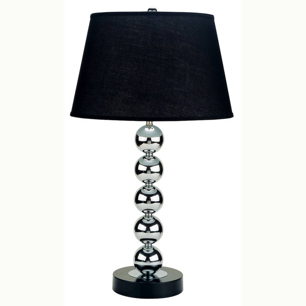 Farmhouse Table Lamp - 30" Metal Lamp with Chrome Base & Black Shade