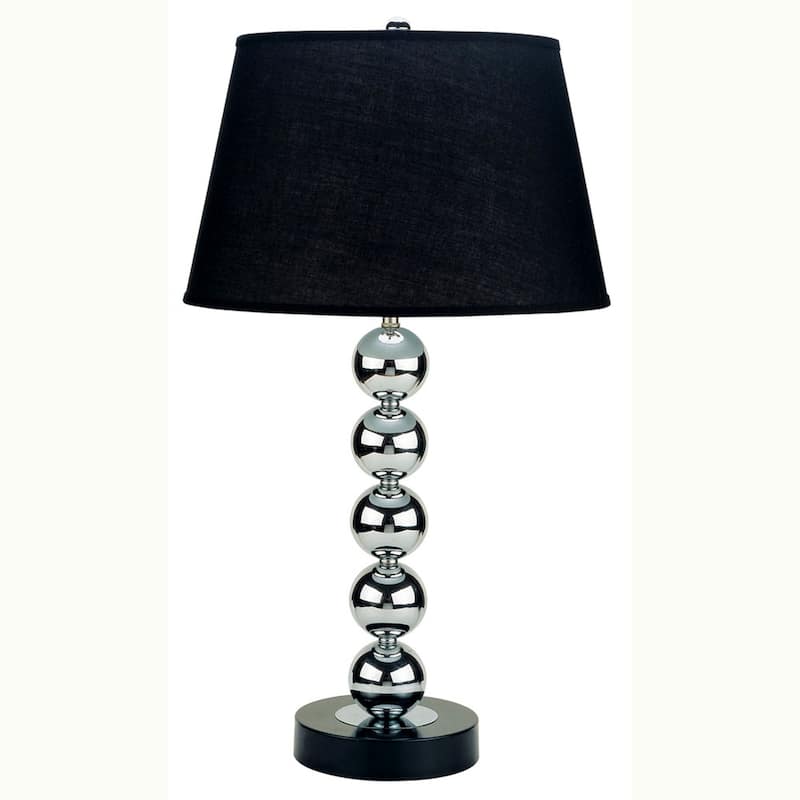 Farmhouse Table Lamp - 30" Metal Lamp with Chrome Base & Black Shade