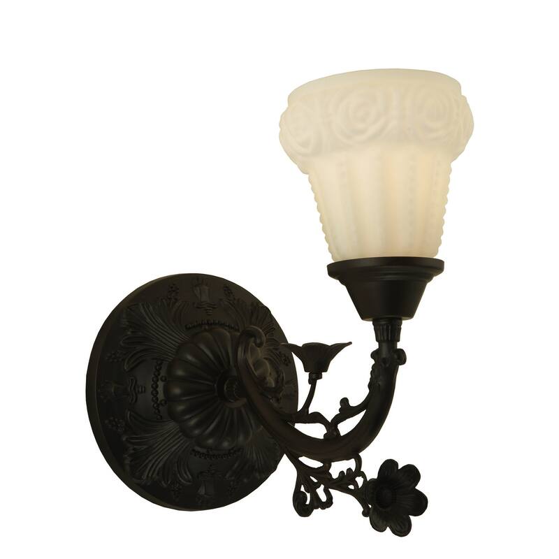 7"W White Puffy Rose Wall Sconce