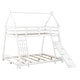 preview thumbnail 8 of 10, Twin over Queen House Bunk Bed with Climbing Nets and Climbing Ramp, White