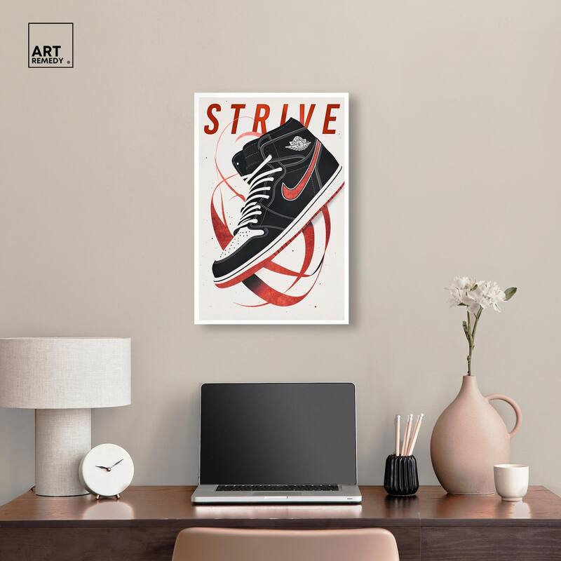 Red Ribbon Sneaker Canvas by Art Remedy, Gallery Wrapped