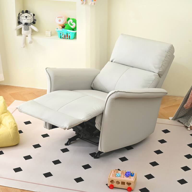 Manual Rocker Recliner Chair for Adults, PU Leather Rocking Chair for Nursery, Single Sofa Recliner for Home Theater