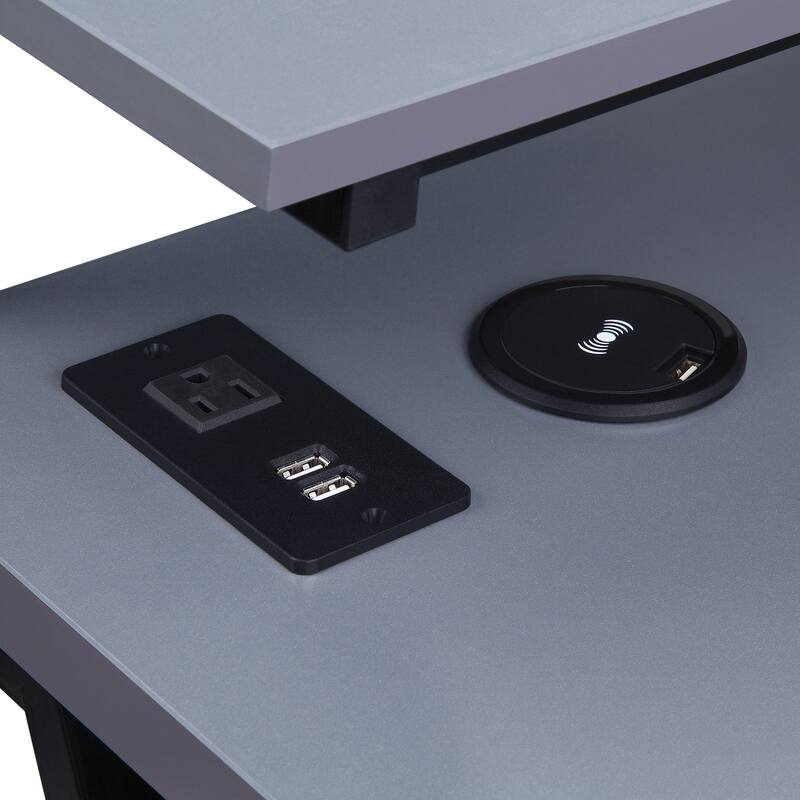Checkpoint Battlestation L shaped Gaming Desk with RGB LED Lights