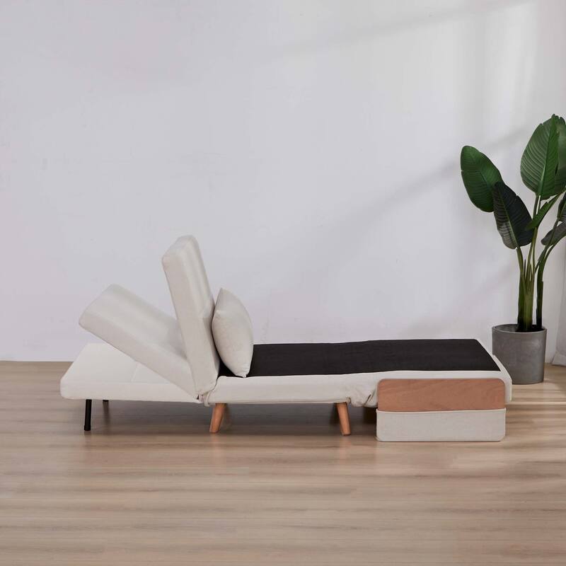Modern Foldable Sofa Bed - Single Sleeper with Linen Fabric, 6-Level Adjustable Backrest, Converts in 10 Sec, Silent Hinges