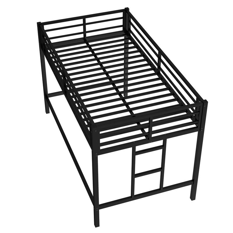 Twin Size Metal Loft Bed,Loft Bed w/Easy Climbing Ladder & Guardrails