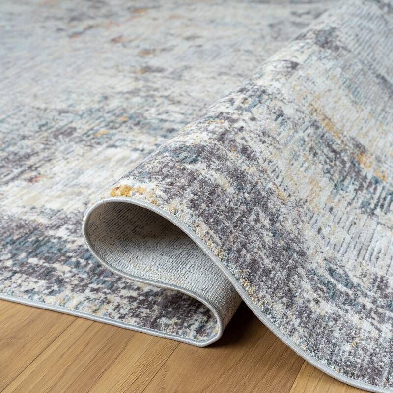 Reeves Modern Abstract Gray/Brown Performance Indoor Area Rug by Sevita