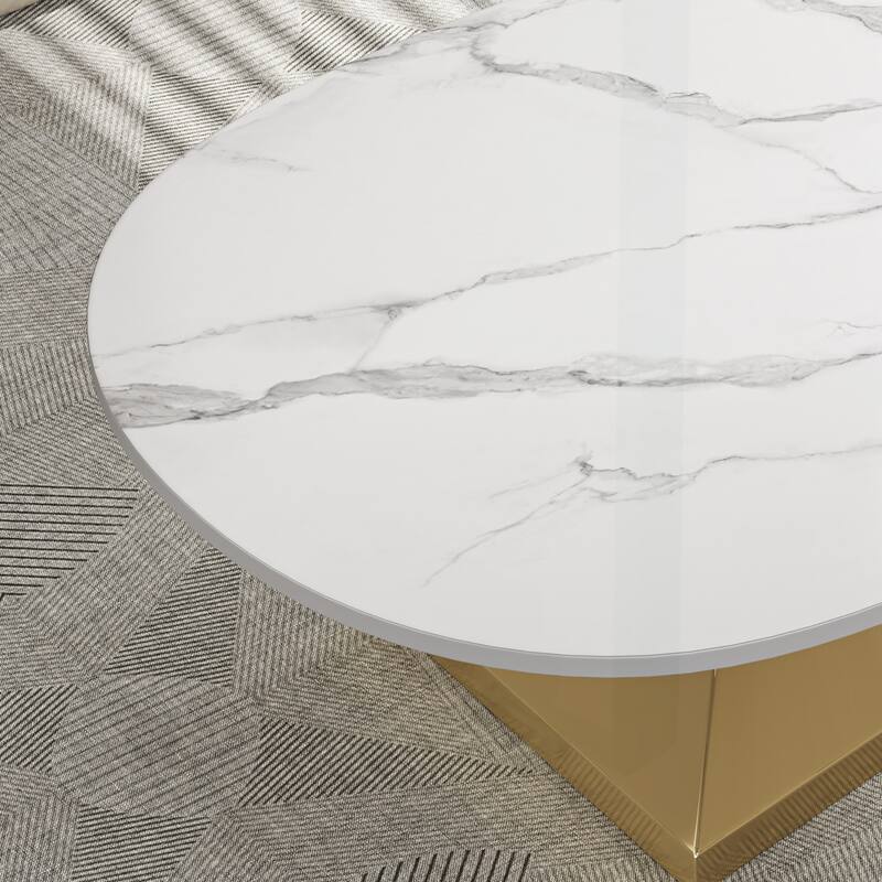 Durable Sintered Stone Coffee Table with Stylish Stainless Steel Base