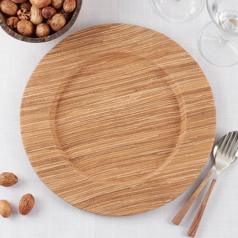 Charger Plates With Water Hyacinth Design (Set of 4) - 13"x13"