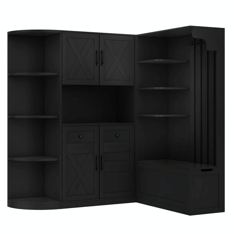 Multifunctional Left-Right Combination Hall Cabinet with Storage and 4 Hooks