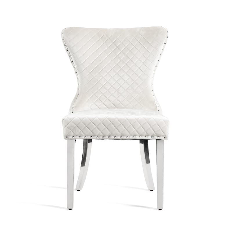 Furniture of America Thaddeus Glam Fabric Dining Chair with Nailhead Trim (Set of 2)