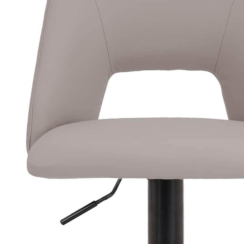 Modern Faux Leather and Metal Adjustable Height Stool, Set of 2