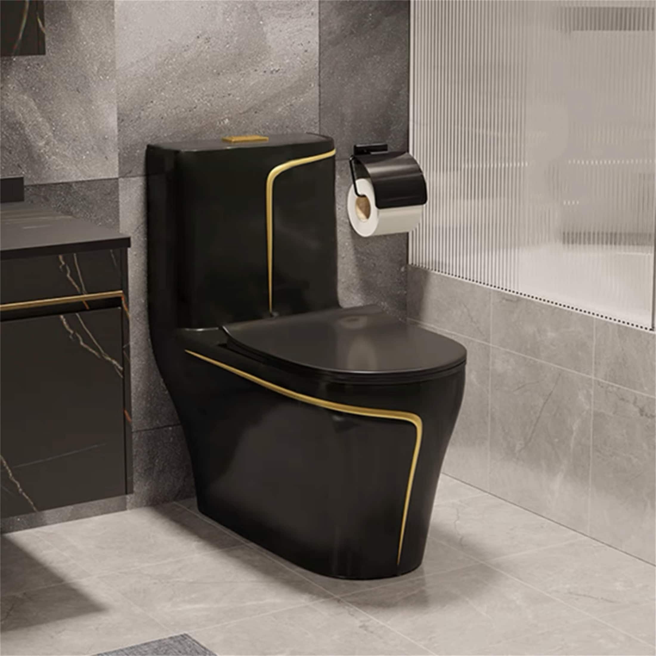 Black One Piece Toilet (Seat Included), image size:2200x2200