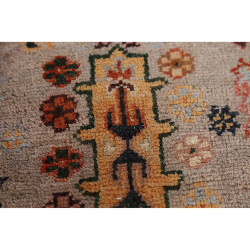 Hand Knotted Oriental 100% Wool Carpet Traditional Geometric Beige & Ivories Kazak Area Rug - 5' 8'' X 4' 0''