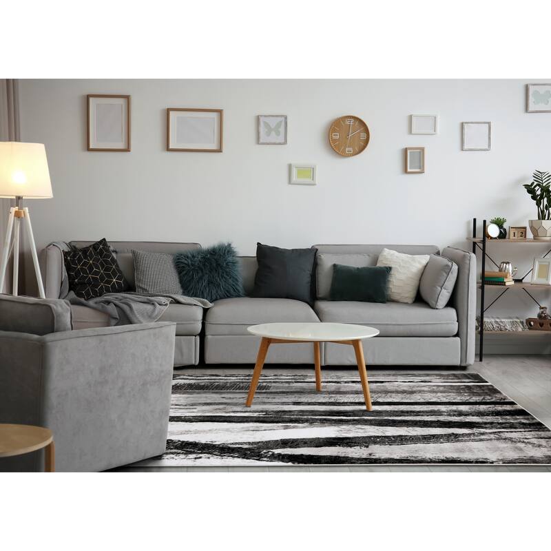 Perry Collection - Grey/White Modern Rug