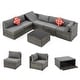 preview thumbnail 58 of 62, EROMMY 6/7 Piece Modular Outdoor Rattan Sofa Set, All-Weather Wicker Patio Furniture with Storage Table, Cushions & Pillows