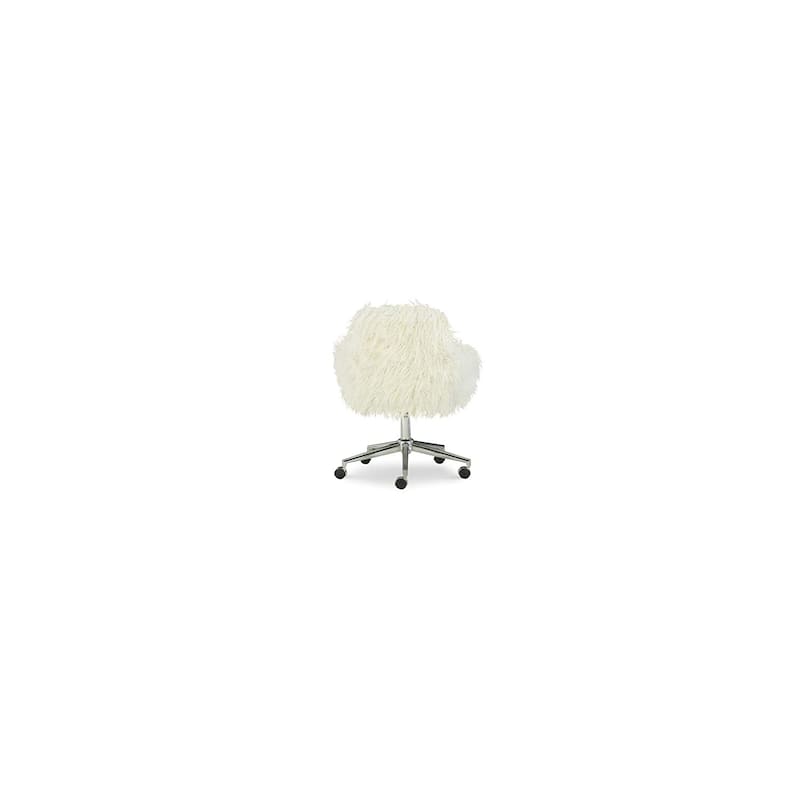 Coastal Office Chair - Faux Fur Seat, Chrome Legs, Adjustable Height Desk Chair