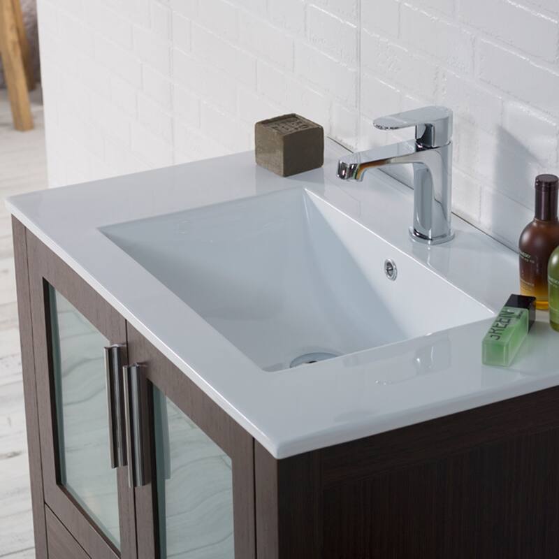 Blossom Solid Wood Double Bathroom Vanity w/ Ceramic Sink & Base