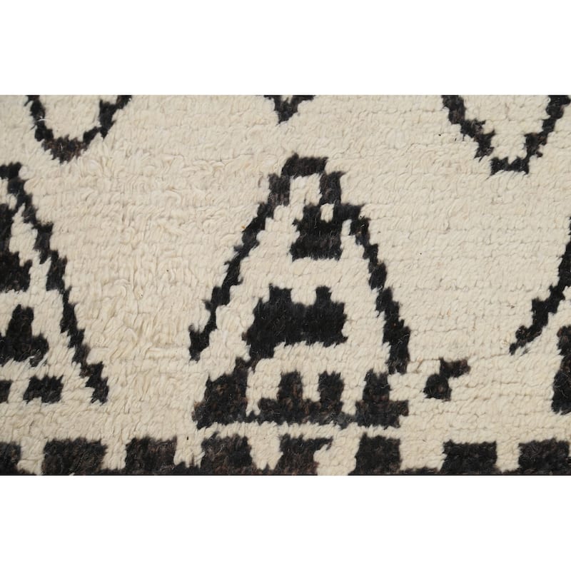 Geometric Moroccan Oriental Area Rug Hand-knotted Wool Carpet - 6'1" x 12'3"