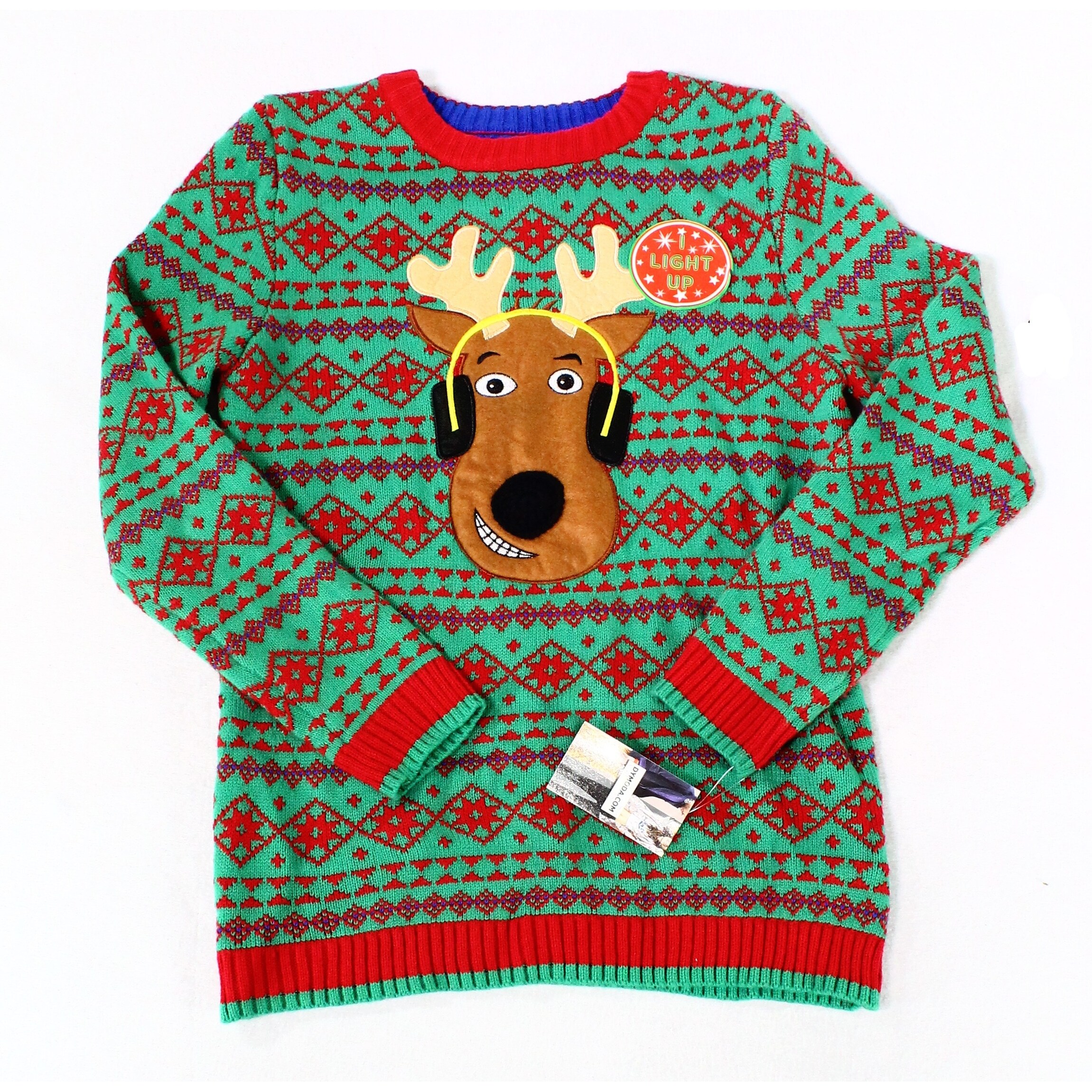 Shop 33degrees Green Red Mens Size Xl Light Up Knitted Crewneck
