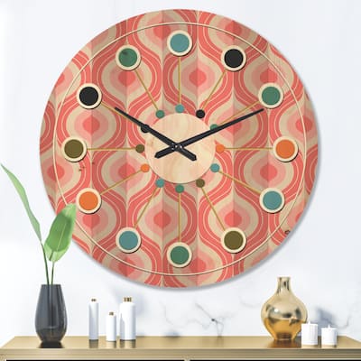 Designart 'Retro Drop Design I' Mid-Century Modern Wood Wall Clock