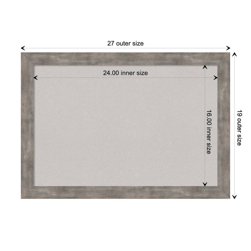 Marred Wood Framed Grey Corkboard Bulletin Board - Marred Pewter - Board Size 24x16