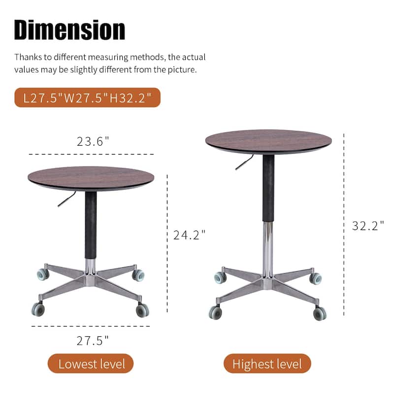 Movable Adjustable Coffee Table with 360 Swivel Counter Bar Height Aluminum Star Base
