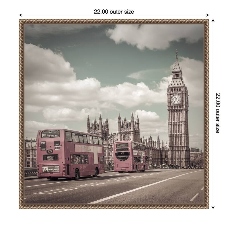 Typical London by Melanie Viola Framed Canvas Wall Art Print - 22 x 22 in