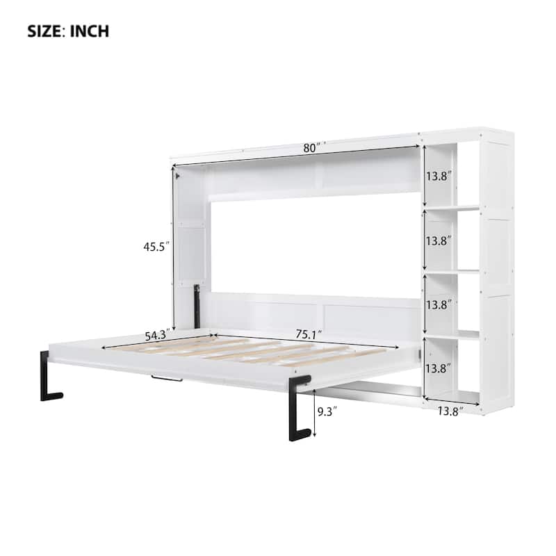 Murphy Bed with Bookshelf for Samll Space, Full/Twin Size