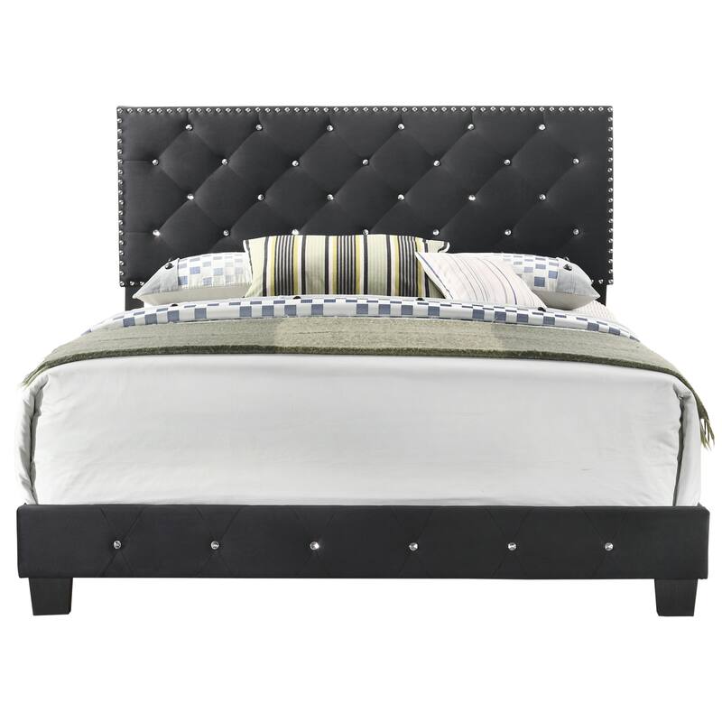 Black Transitional Queen Bed with Sturdy Frame