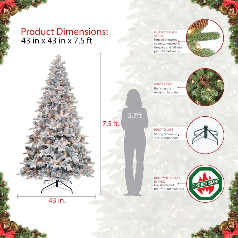 Puleo International 7.5 ft. Pre-Lit Slim Westford Spruce Artificial Christmas Tree