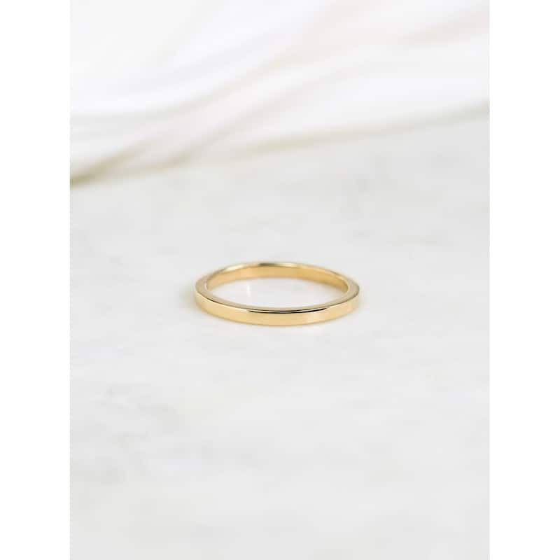 Kobelli 14k Solid Gold Plain 2mm Cigar Band Havana Ring