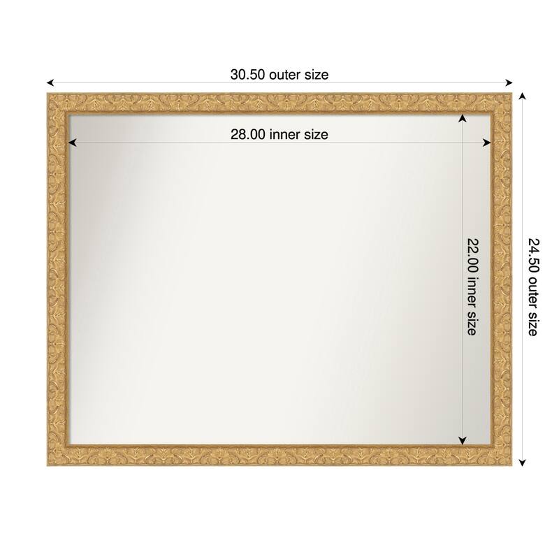 Lila Non-Beveled Wood Framed Bathroom Vanity Wall Mirror - 31 x 25 in - Lila Gold
