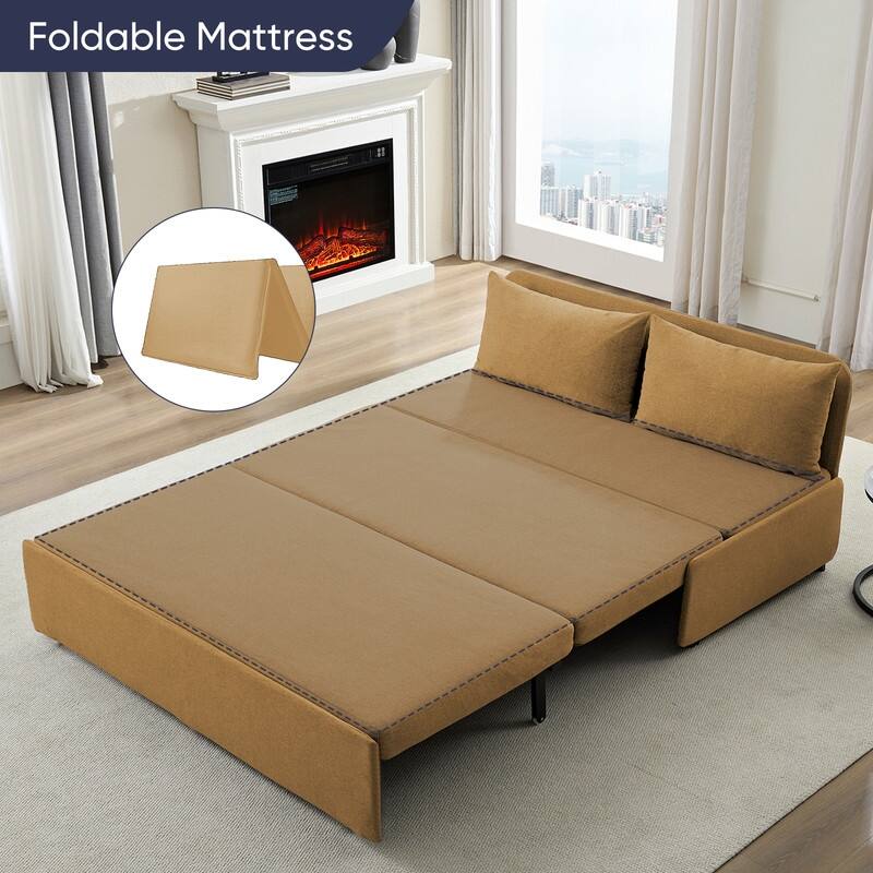 Mixoy Full Size Queen Size Sofa Bed,2 in 1 Convertible Linen 1-Seater/Loveseat Sleeper Sofa Couch with Cushions