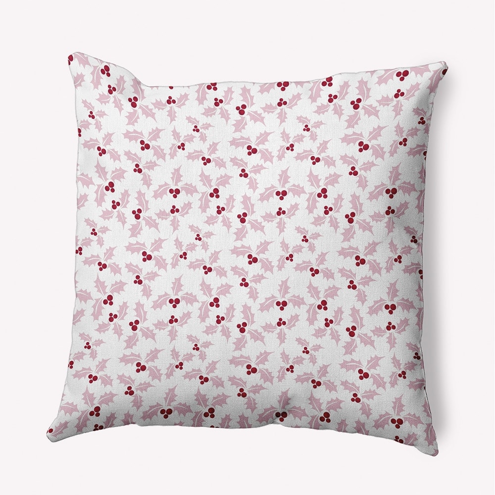 Holly Bush Christmas Indoor/Outdoor Throw Pillow
